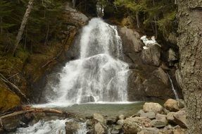 foamy waterfall among the rocks