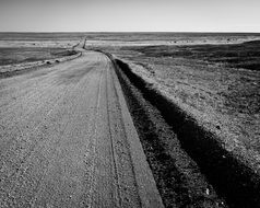 Winding Road in Countryside, black and white, australia
