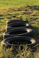 tires on green grass