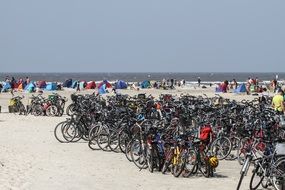 bicycle parking area on the North Sea beach