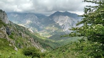 panoramic mountain view on a cloudy day