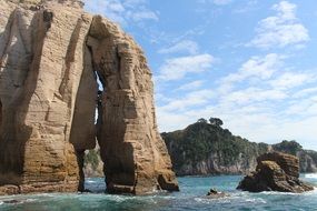 picturesque high cliffs on the coast of new zealand