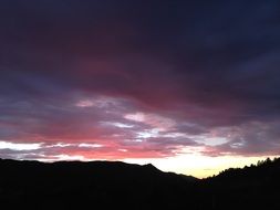 dark purple pink sunset over the mountains