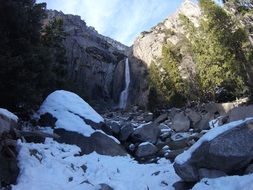 rock waterfall winter season