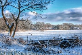 snowy winter landscape of countryside in friedrichsfeld