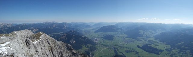 panorama of the peak of grimming in the mountains of austria