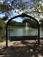 romantic Swing near lake scene