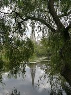 church is reflected in the lake