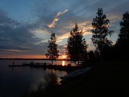 Landscape of Suomi coast at the sunset