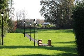 street lanterns on lawn at Garden Path