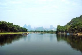 green forest at li river, rural landscape, china