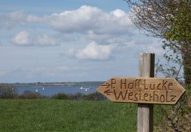 wooden sign on the road