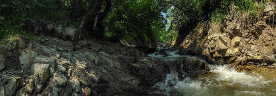river among rocky shores in poland