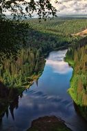 summer Mountain River view from Height