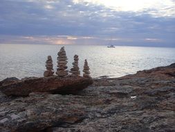 towers of stones on the coast at dusk, spain, Mallorca
