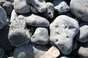 large pebbles on the beach in summer