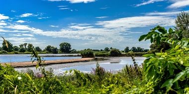 Landscape of Elbe river in Hamburg