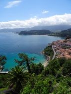 top view of village on beautiful coastline, Spain, Asturias