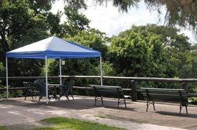 tent and benches in the Park, brazil