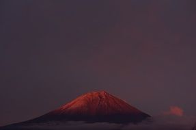 Fuji Mountain in red light, japan