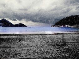 rain over the coast in San Sebastian