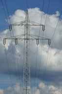 power lines on a background of white clouds