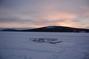 lake in the snow in sweden