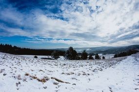panorama of a snowy valley in the karpaty