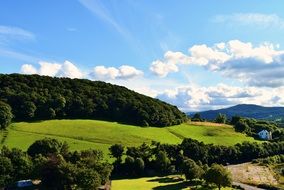 picturesque summer panorama of a green hill