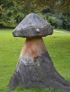 stone mushroom on the lawn