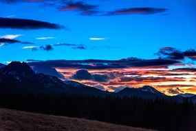 colorful sunset over Tatra mountains in Poland