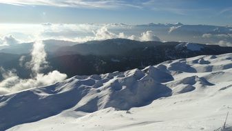 Landscape of snow covered mountain