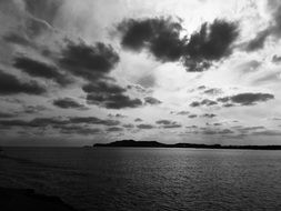 jeju island sea sky black and white view