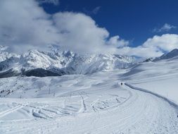 landscape of skiing resort in Les Contamines-Montjoie