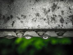 Rain Drops on Metal surface, macro