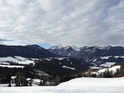 Panorama of the Brandenberg Valley in the snow