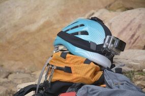 blue helmet for climbing