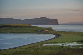 panorama of the picturesque coast in a romantic sunset