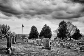 monochrome picture of cemetery
