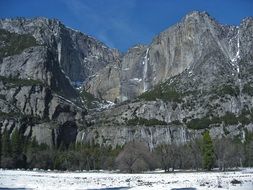 winter sunny day in yosemite national park