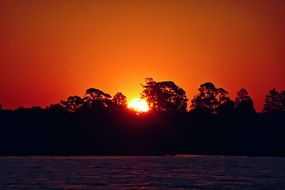 Sunset Lake Silhouette