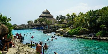 vacationers in a lagoon in cancun