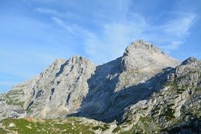 distant view of mountain peaks under the bright sun