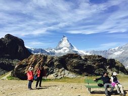 people on the observation deck to the top of the Matterhorn