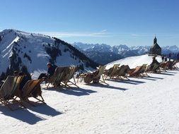 sun beds on top of the Alpine mountains in Bavaria