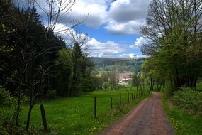 road along the mountains Thuringian forest, Germany