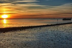 sunset on the Wadden sea