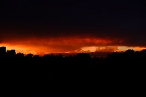 Sunset in the evening sky during a thunderstorm