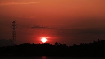Landscape of red sunrise