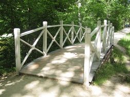 white wooden bridge in the park